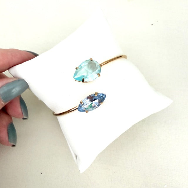 Bracelete Gota com Navete Tons de Azul Dourado