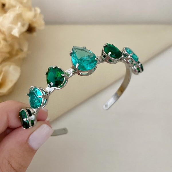 Bracelete Gota Luciana de Zircônia Tons de Verde Prata