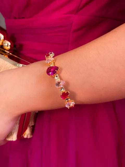 Bracelete Gota Luciana de Zircônia Tons de Rosa Dourado