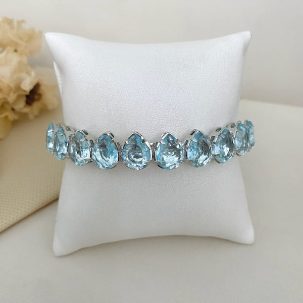 Bracelete Gotinha Alice de Zircônia Azul Serenety Prata