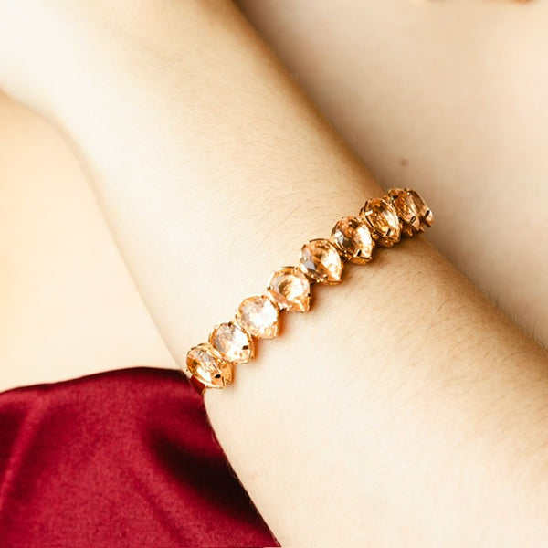 Bracelete Gotinha Alice de Zircônia Nude Dourado Ajustável