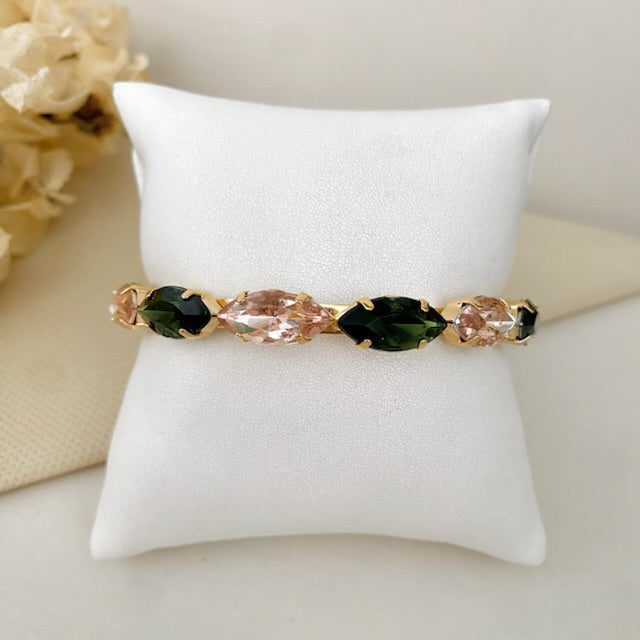 Bracelete Navete Verde Oliva Com Nude