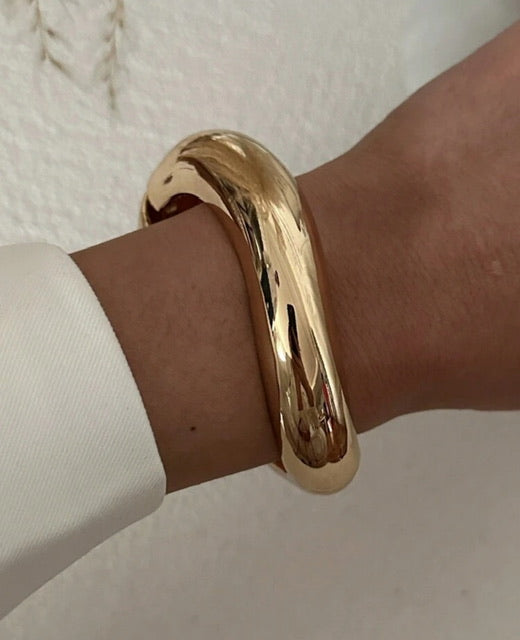 Bracelete Ondas Dourado Aço Inox