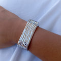 Bracelete Quadrado Ondas Prata