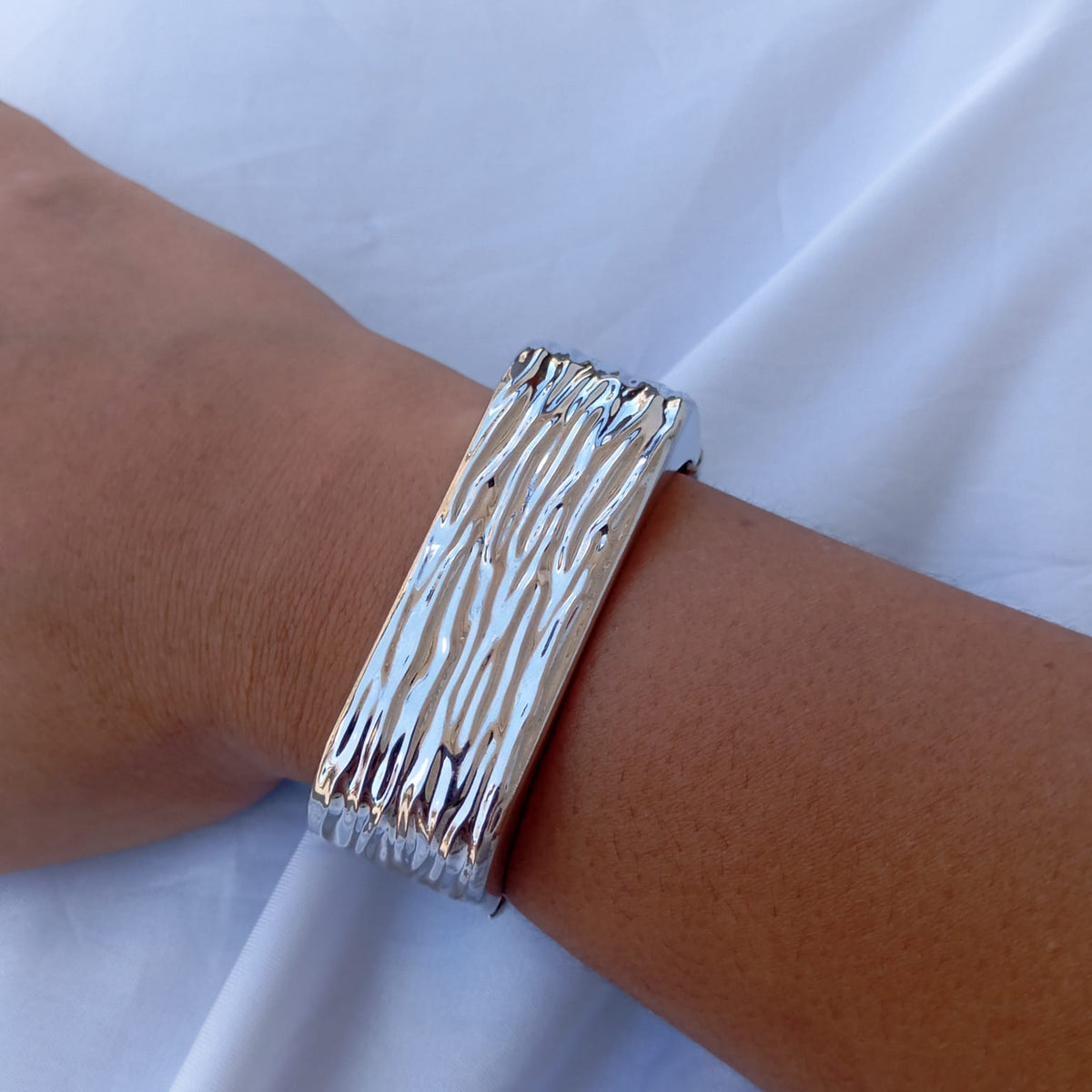 Bracelete Quadrado Ondas Prata