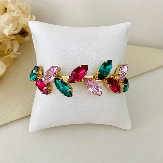 Bracelete Scarlat Verde, Pink e Rose Dourado