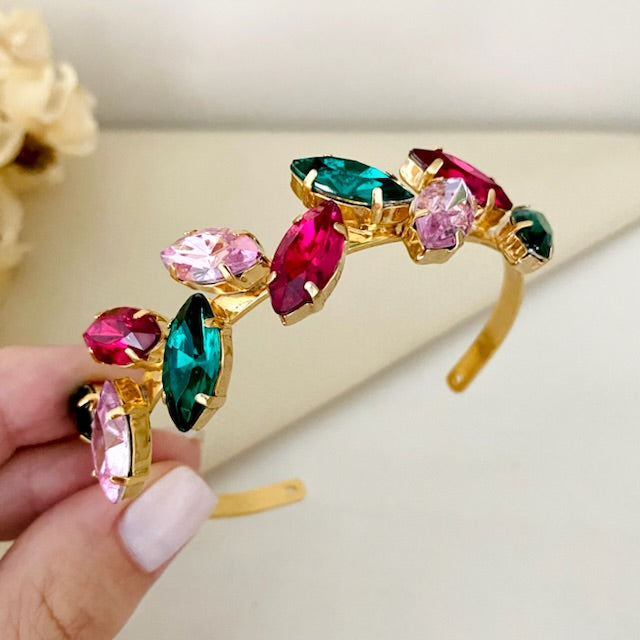 Bracelete Scarlat Verde, Pink e Rose Dourado