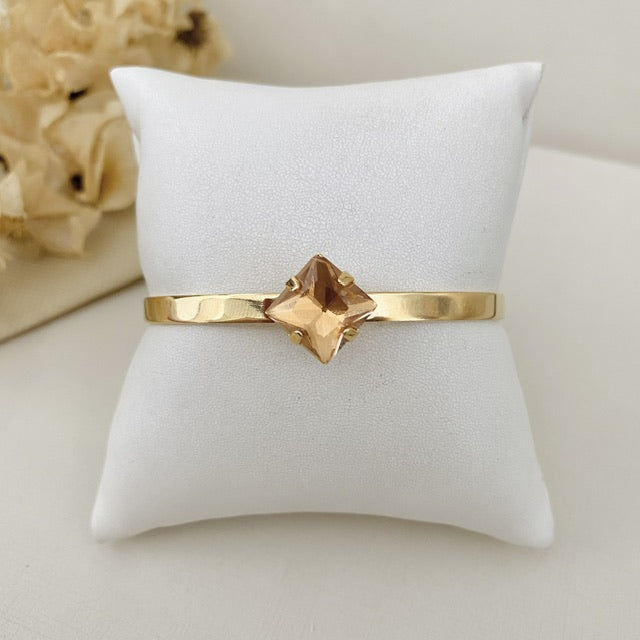 Bracelete Square de Zircônia Nude Dourado