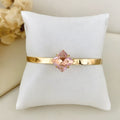 Bracelete Square de Zircônia Rosa Dourado