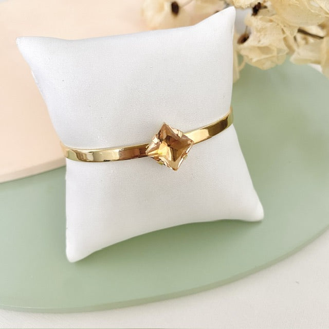 Bracelete Square de Zircônia Nude Dourado
