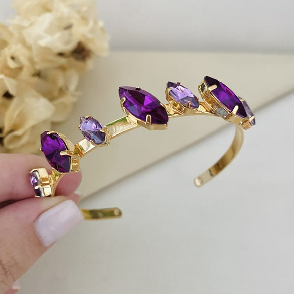 Bracelete Áster de Pedraria Tons de Roxo Dourado