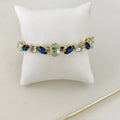 Bracelete Urze de Zircônia Tons de Azul Dourado