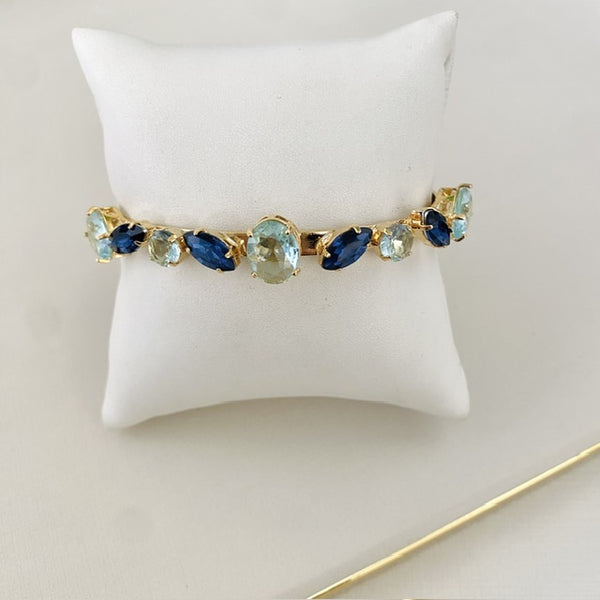 Bracelete Urze de Zircônia Tons de Azul Dourado