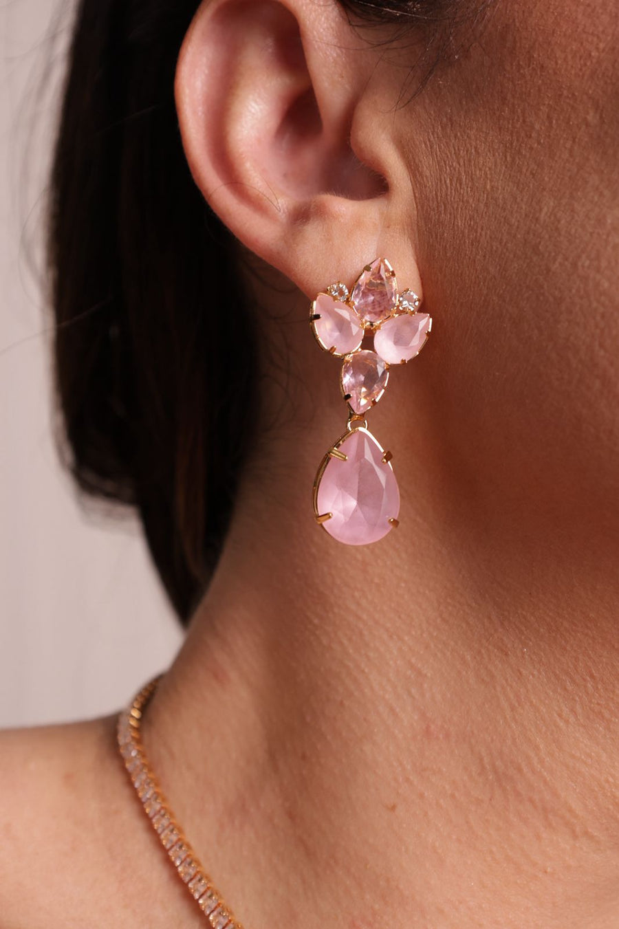 Brinco Ana Liz Rosa de Zircônia | Dourado