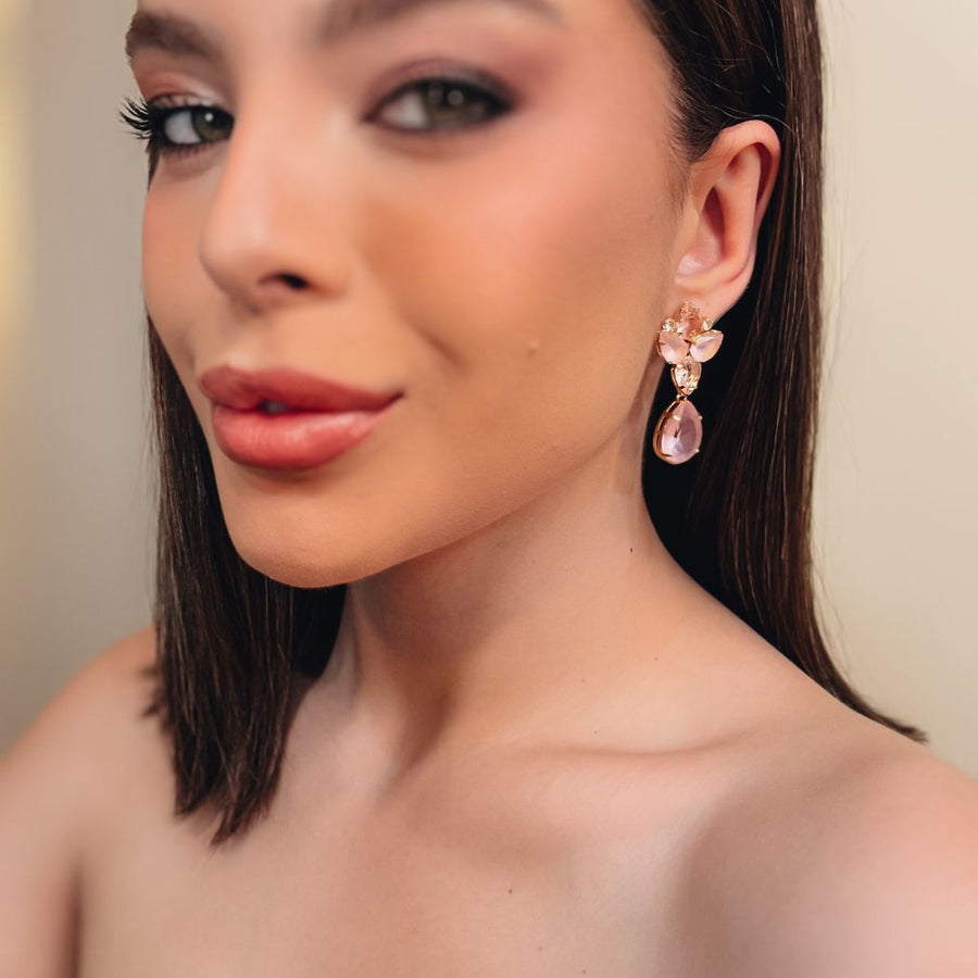 Brinco Ana Liz Rosa de Zircônia | Dourado