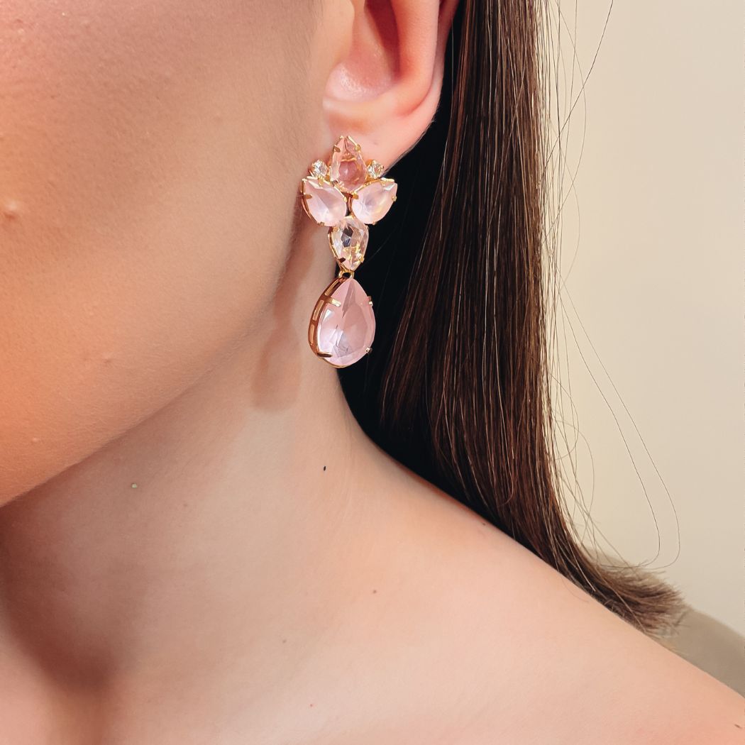 Brinco Ana Liz Rosa de Zircônia | Dourado