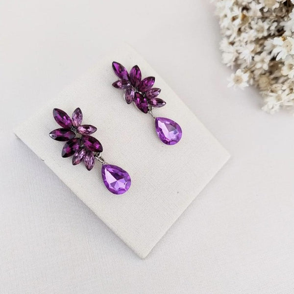 Brinco de Pedraria Roxo Danny Prata