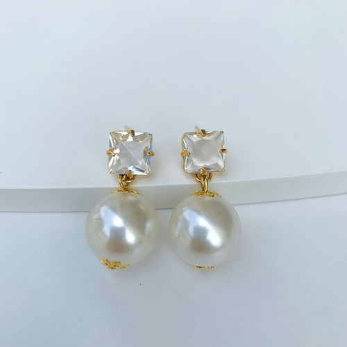 Brinco de Pérolas com Zircônia Cristal