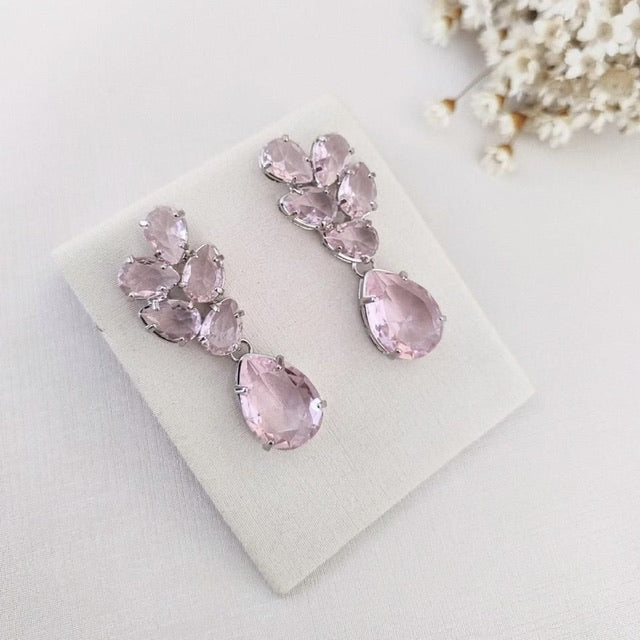Brinco de Zircônia Lily Rosa Prata