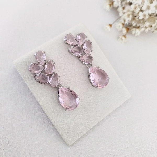 Brinco de Zircônia Lily Rosa Prata