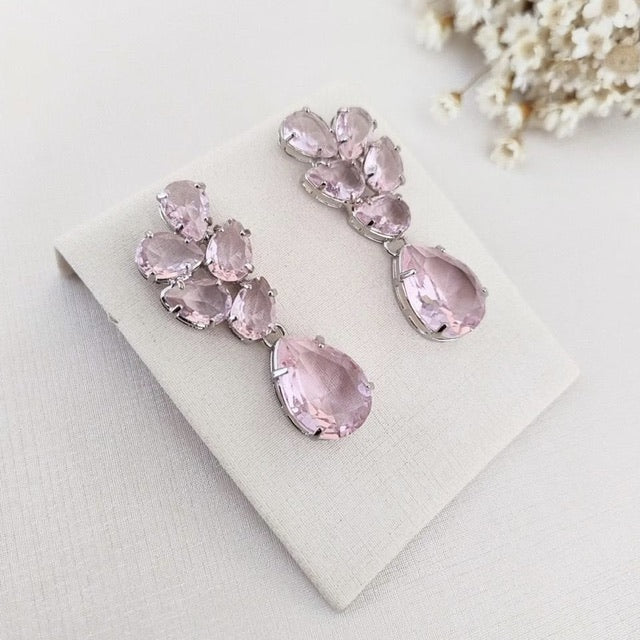 Brinco de Zircônia Lily Rosa Prata