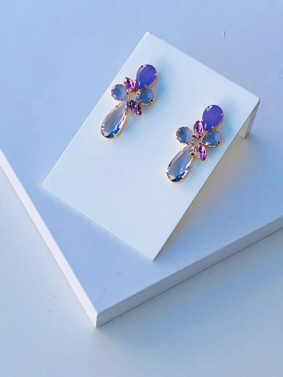 Brinco Drop Purple com Zircônia