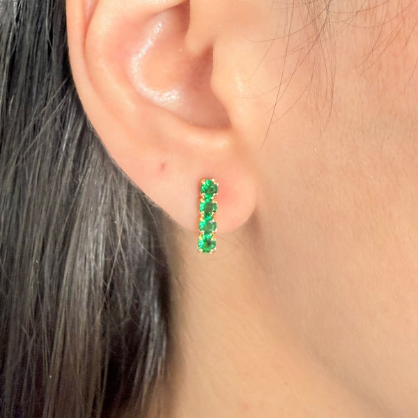 Brinco Ear Hook de Zircônia Esmeralda