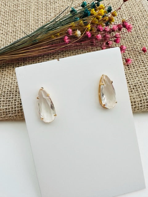 Brinco Gota Palita Cristal Dourado