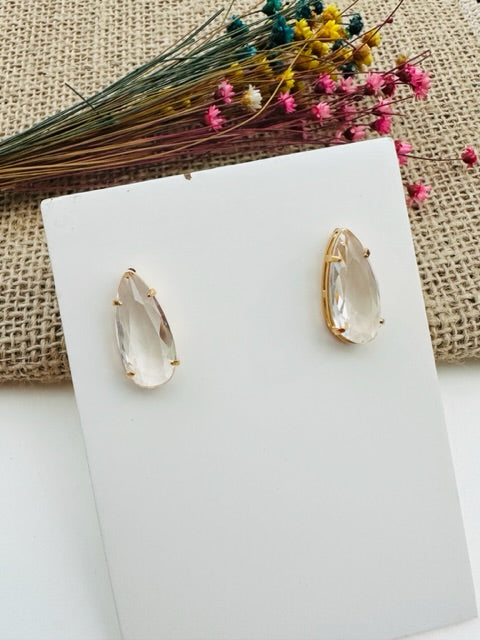Brinco Gota Palita Cristal Dourado