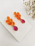 Brinco Juliana de Zircônia Coral com Pink