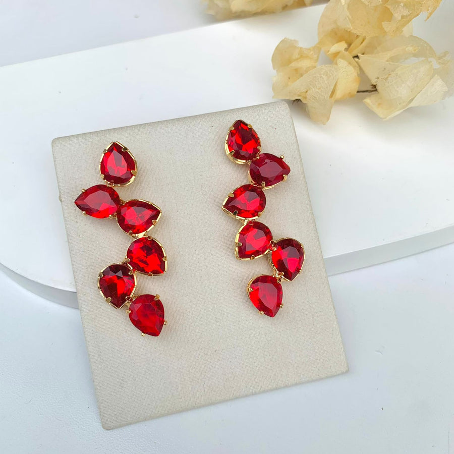 Brinco Vermelho em Zircônia com Dourado Kiss
