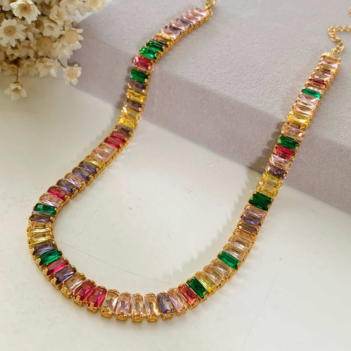 Choker de Zircônia Rafas Colorida