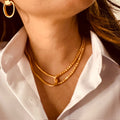 Choker dupla malha com pipoca Banho de Ouro