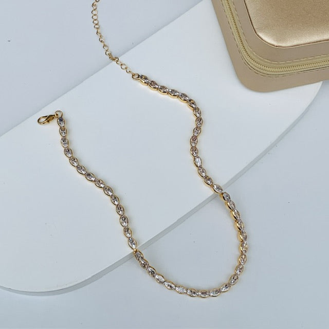 Choker Riviera de Zircônia Baguete Cristal