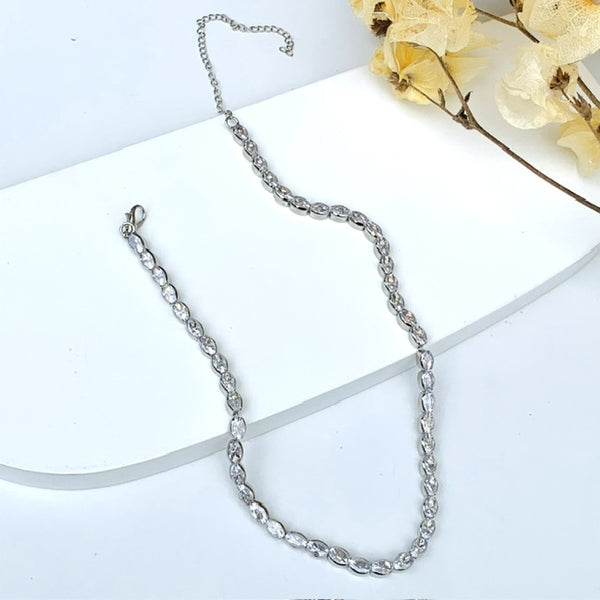 Choker Riviera de Zircônia Baguete Cristal Prata