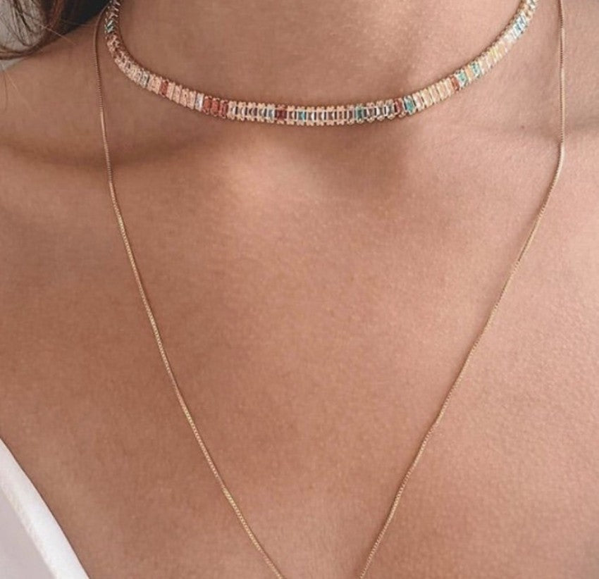 Kit Choker Zircônia + Corrente Veneziana