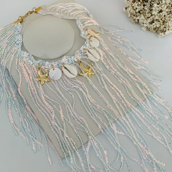 Choker Paetês Furta Cor e Búzios