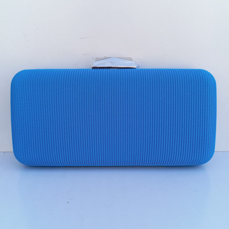 Clutch Azul com Detalhe Prata