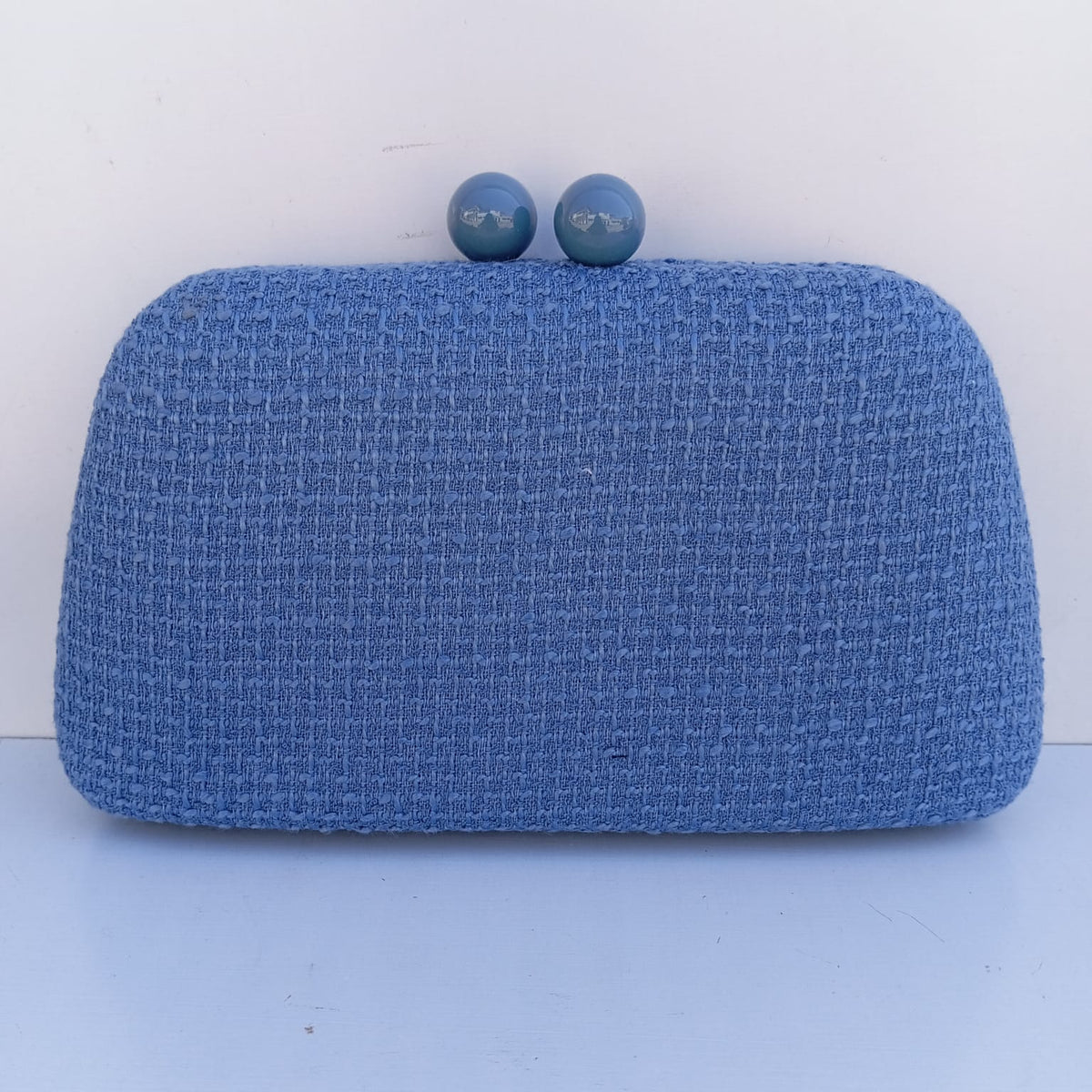Clutch Azul Médio De Tecido