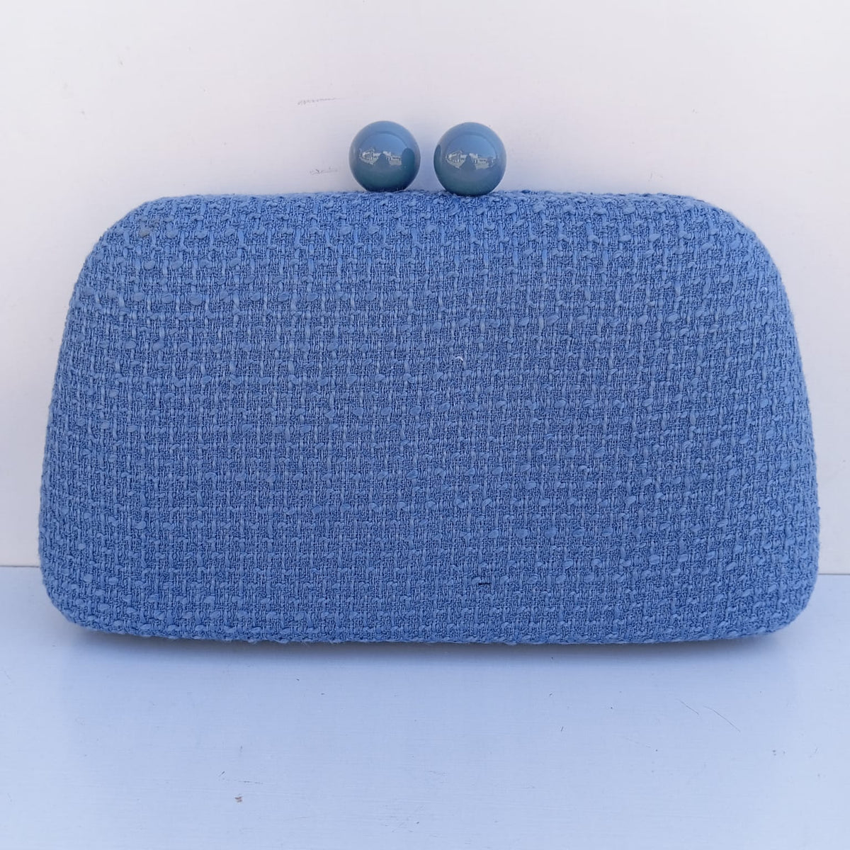 Clutch Azul Médio De Tecido