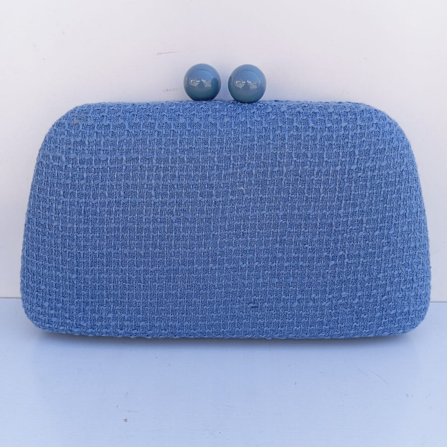 Clutch Azul Médio De Tecido