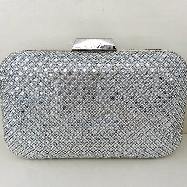 Clutch de Pedrinhas Brilhosa Prata