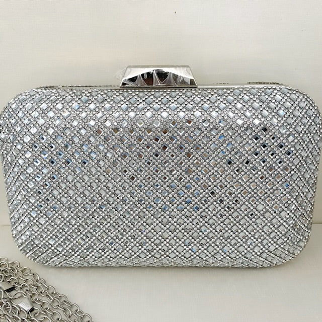 Clutch de Pedrinhas Brilhosa Prata