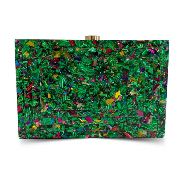 Clutch Madrepérola Verde com Cores