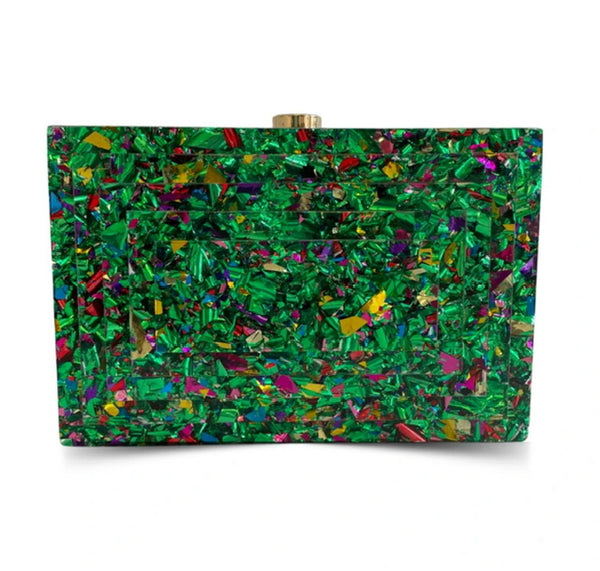 Clutch Madrepérola Verde com Cores