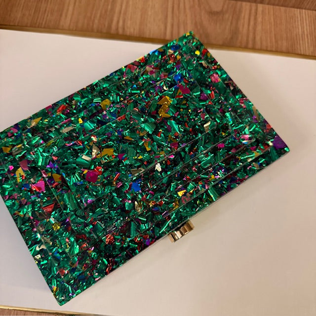 Clutch Madrepérola Verde com Cores