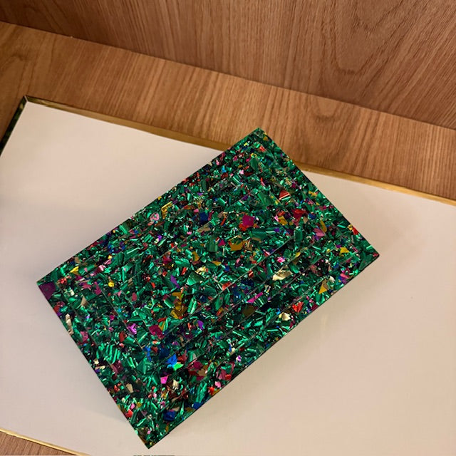 Clutch Madrepérola Verde com Cores