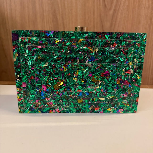 Clutch Madrepérola Verde com Cores