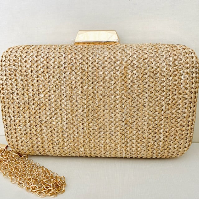 Clutch Palha Nude Dourado
