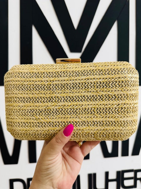 Clutch Palha Nude Dourado